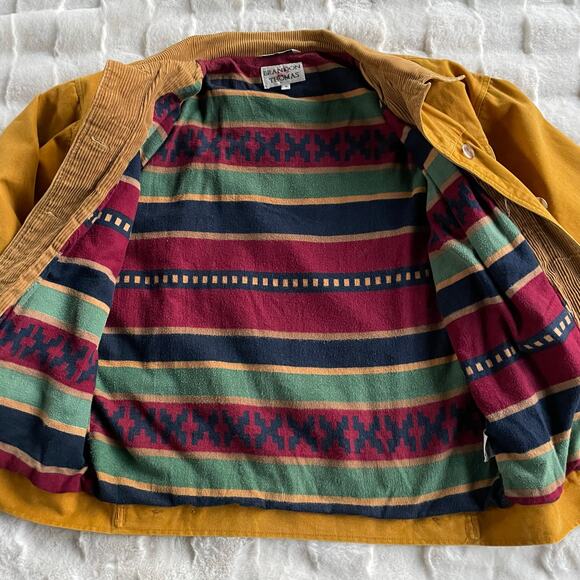 🔥Vintage Brandon Thomas Aztec Blanket Lined Chore Barn Field Trucker Jacket M - Picture 8 of 16